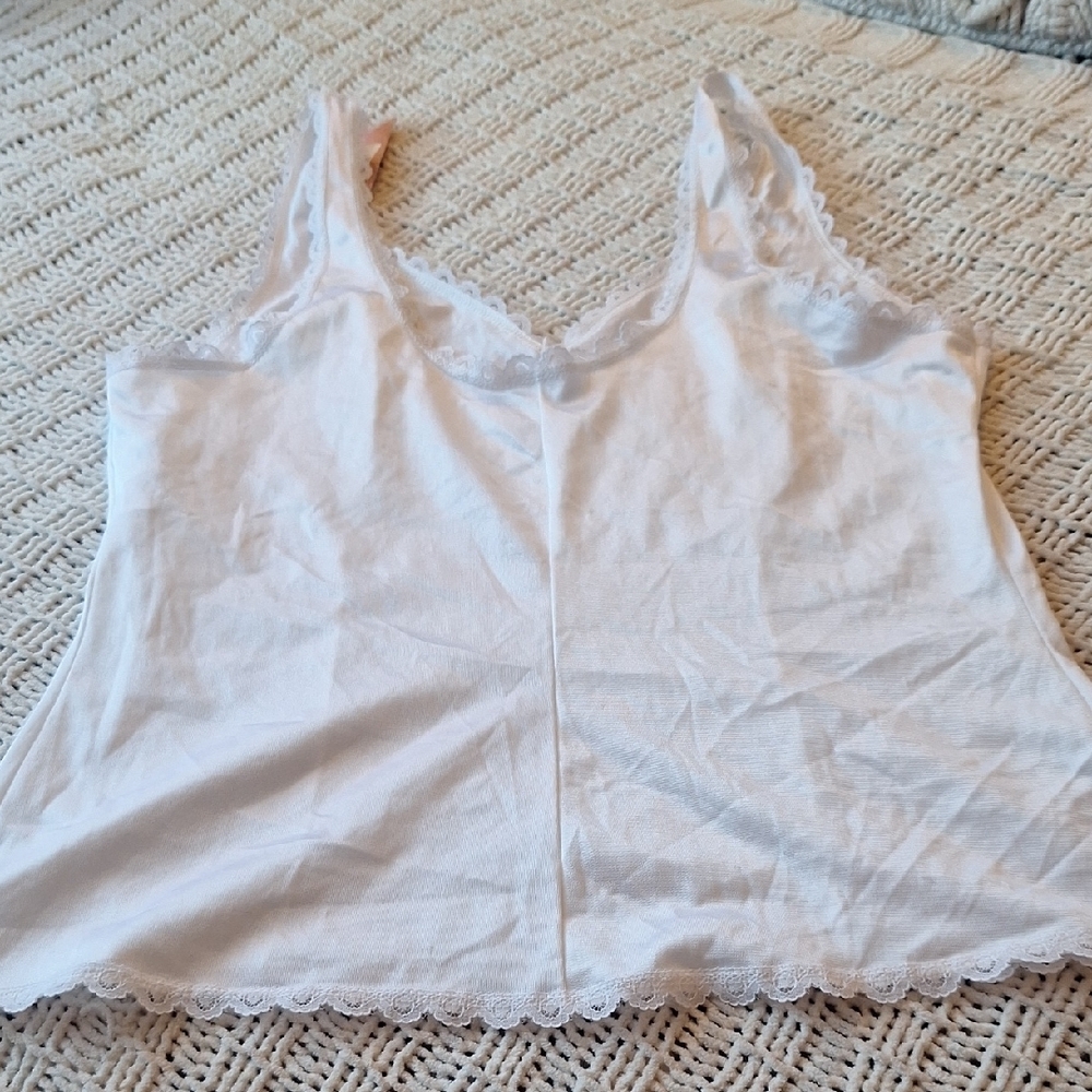 Sears White Lace Detail Slip Top Size 34 - Picture 3 of 5